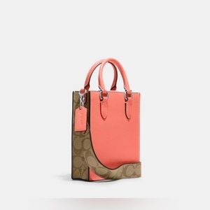 Coach North South Mini Tote With Signature Canvas